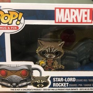 FUNKO POP STARLORD MUG W ROCKET PIN WALMART EXCL.New.